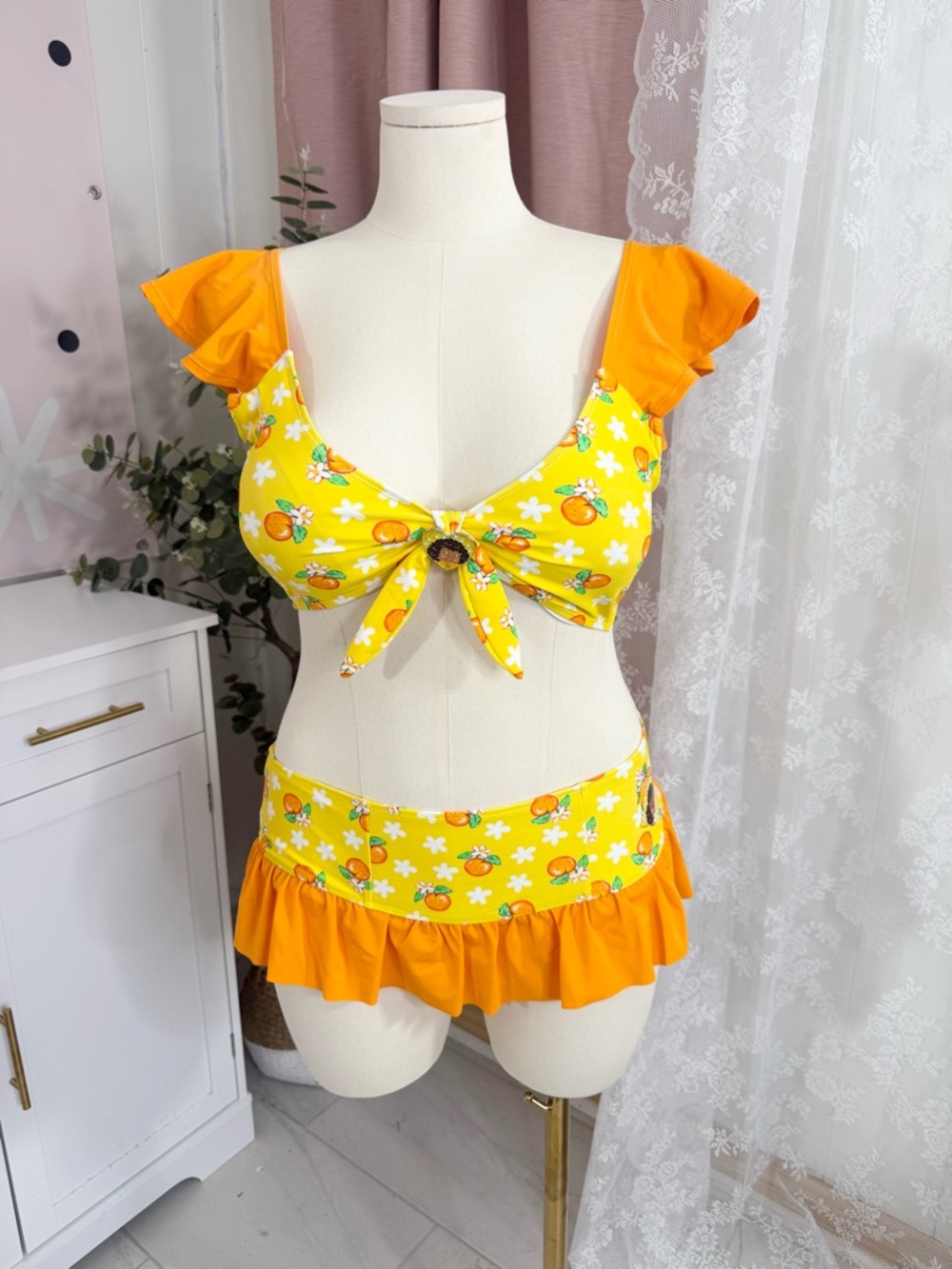 Yellow Ruffle strawberry shortcake Swim bikini 2 piece set BIN#2